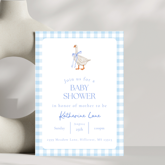 Blue Duck Baby Shower Invitation Template