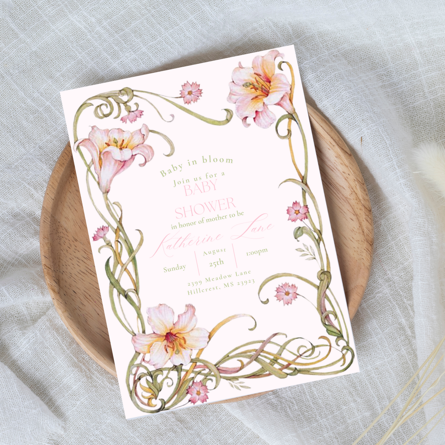 Baby in Bloom Baby Shower Invitation Template