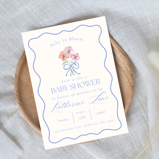 Baby In Bloom Baby Shower Invitation Template