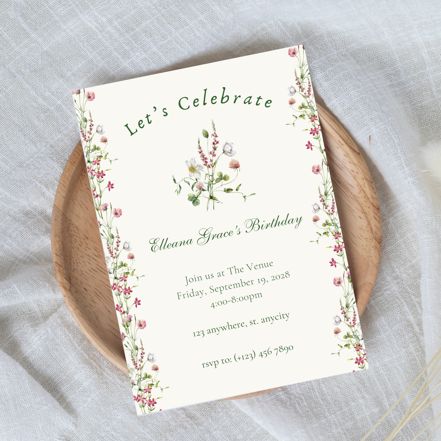 Whimsical Floral Birthday Party Invitation Template