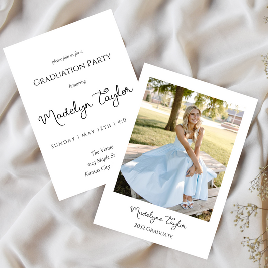 Simple Big Photo Graduation Invitation Template