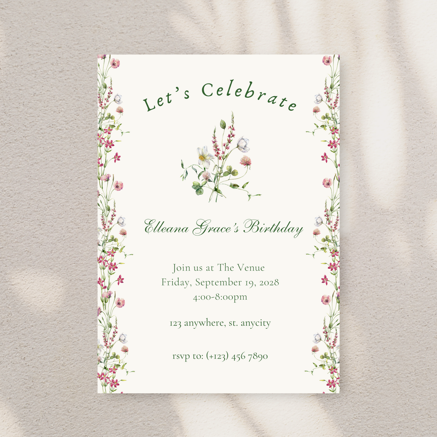 Whimsical Floral Birthday Party Invitation Template