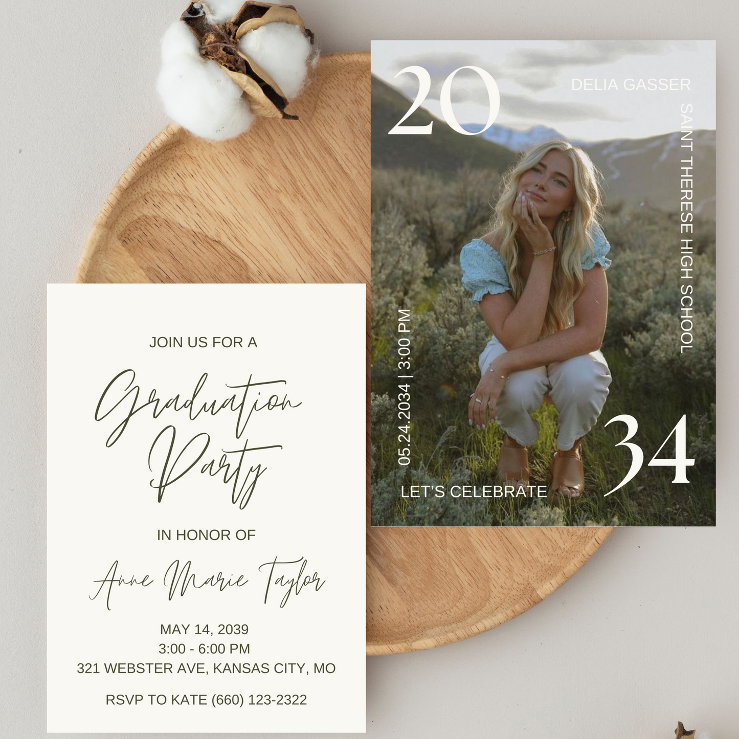 Main Photo with Lettering Graduation Invitation Template