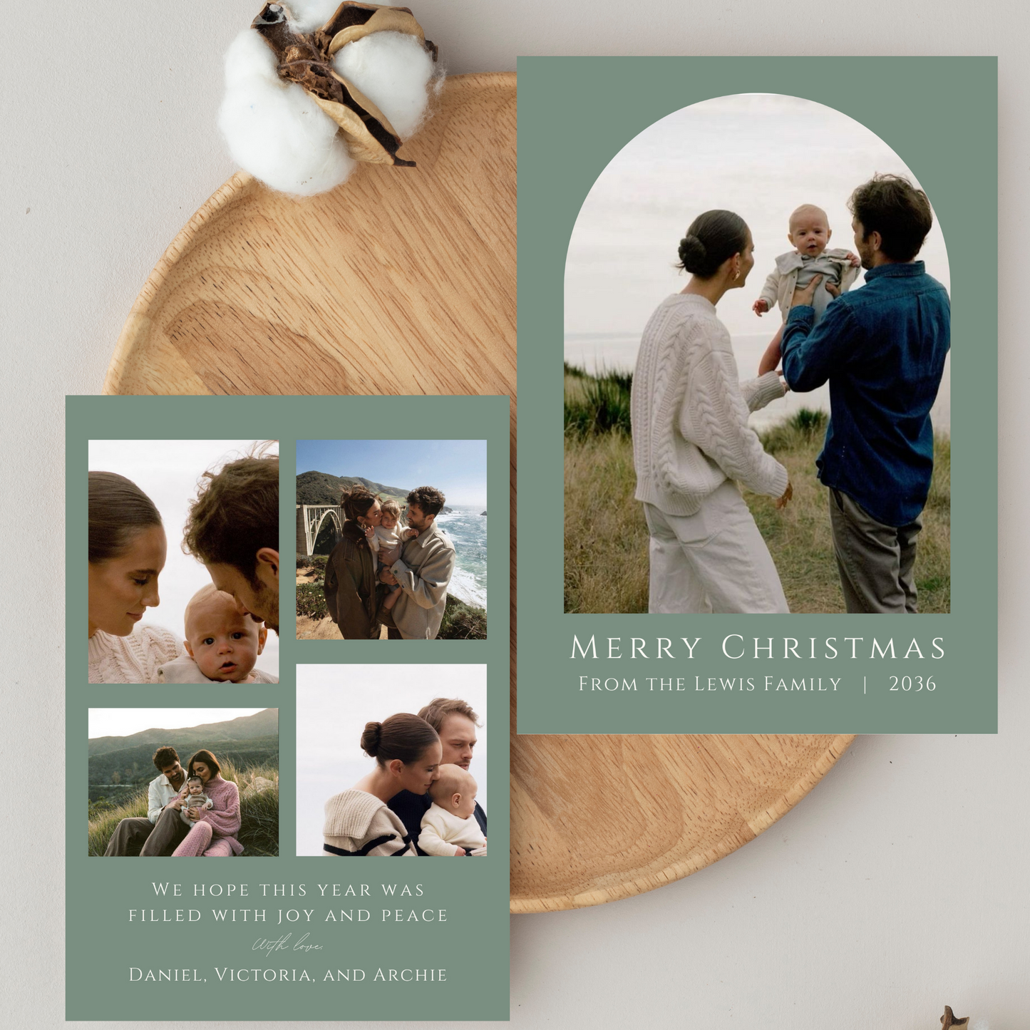 Dreamy Soft Green Christmas Card Template