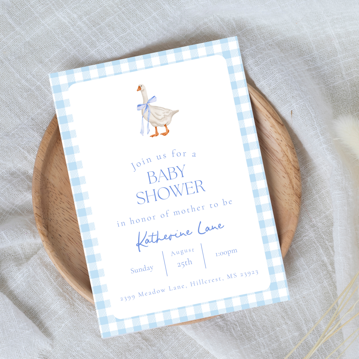 Blue Duck Baby Shower Invitation Template