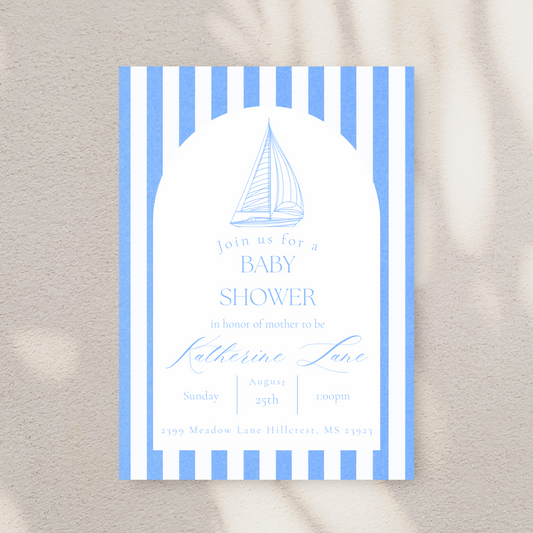 Nautical Boat/Ship Baby Shower Invitation Template