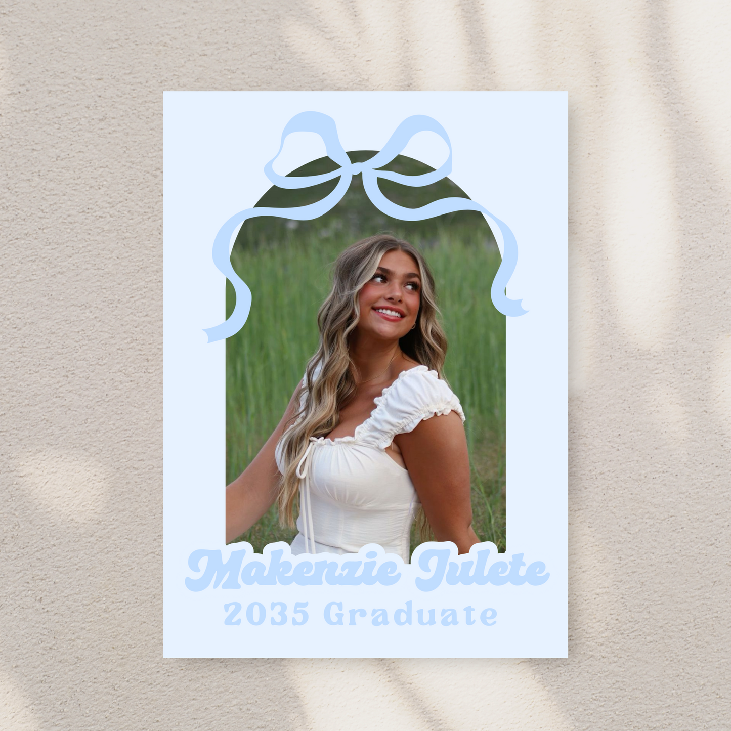 Blue Bow Graduation Invitation Template