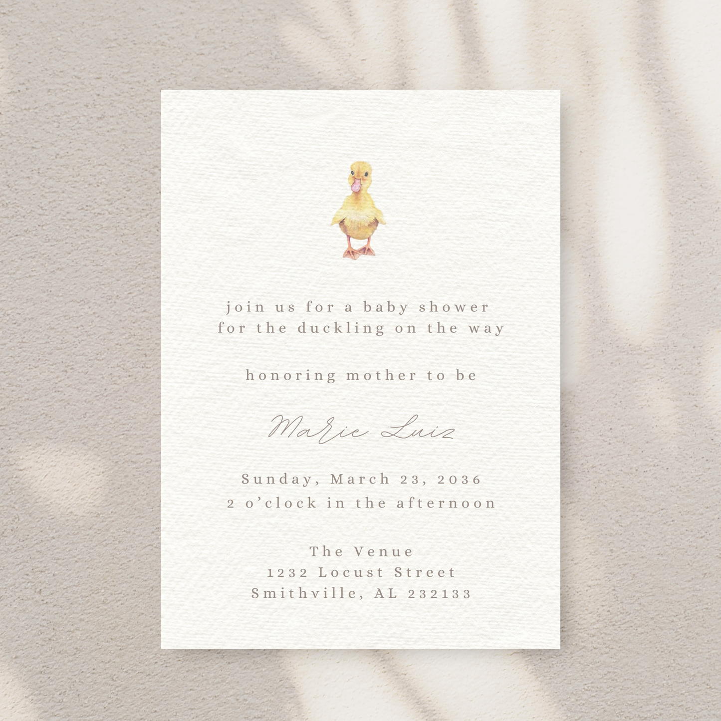 Duckling on the Way Baby Shower Invitation Template