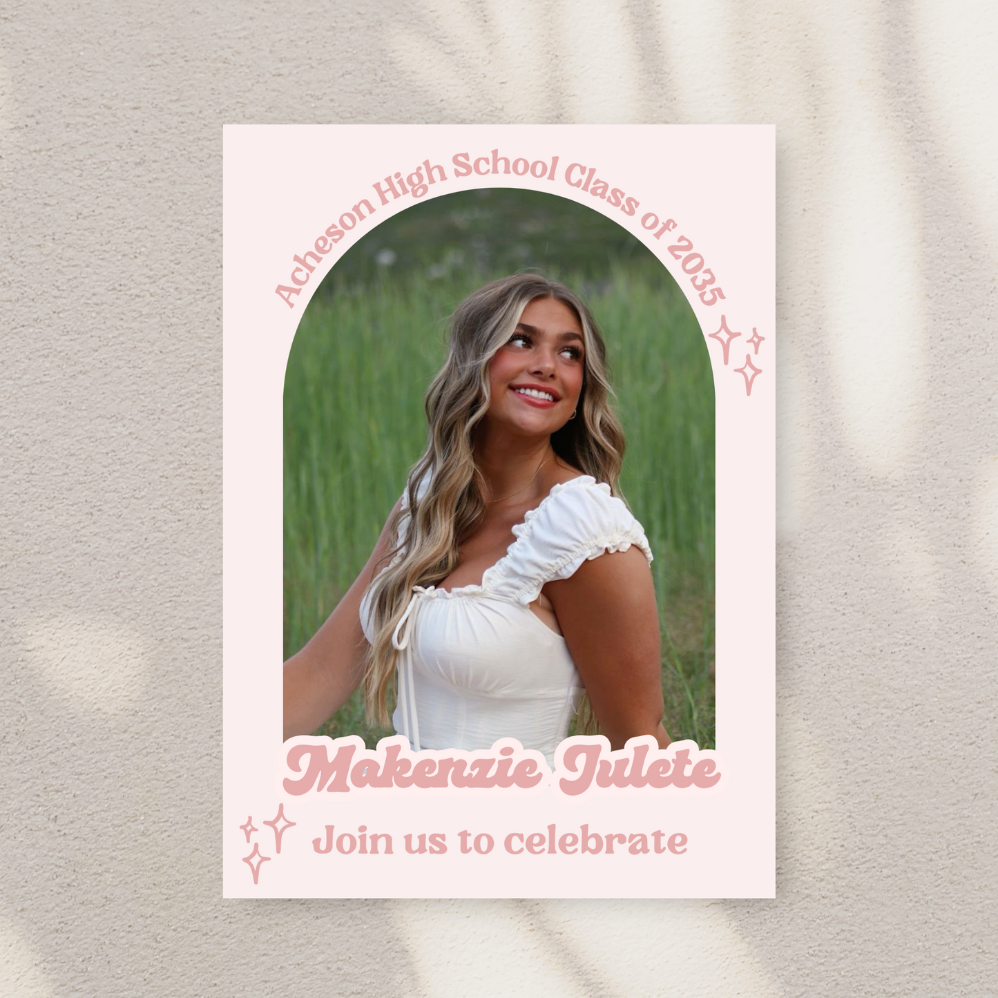 Soft Pink Fun Font Cute Graduation Invitation Template