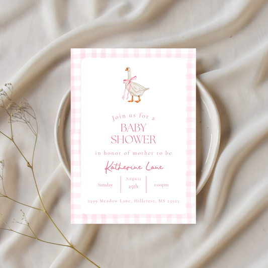 Pink Duck Baby Shower Invitation Template