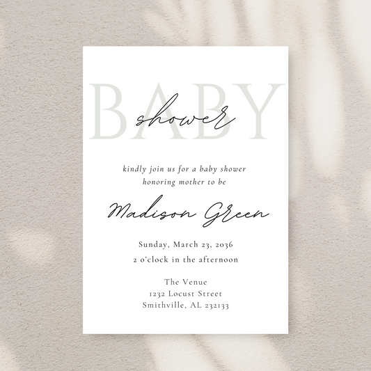 Minimalistic Baby Shower Invitation Template