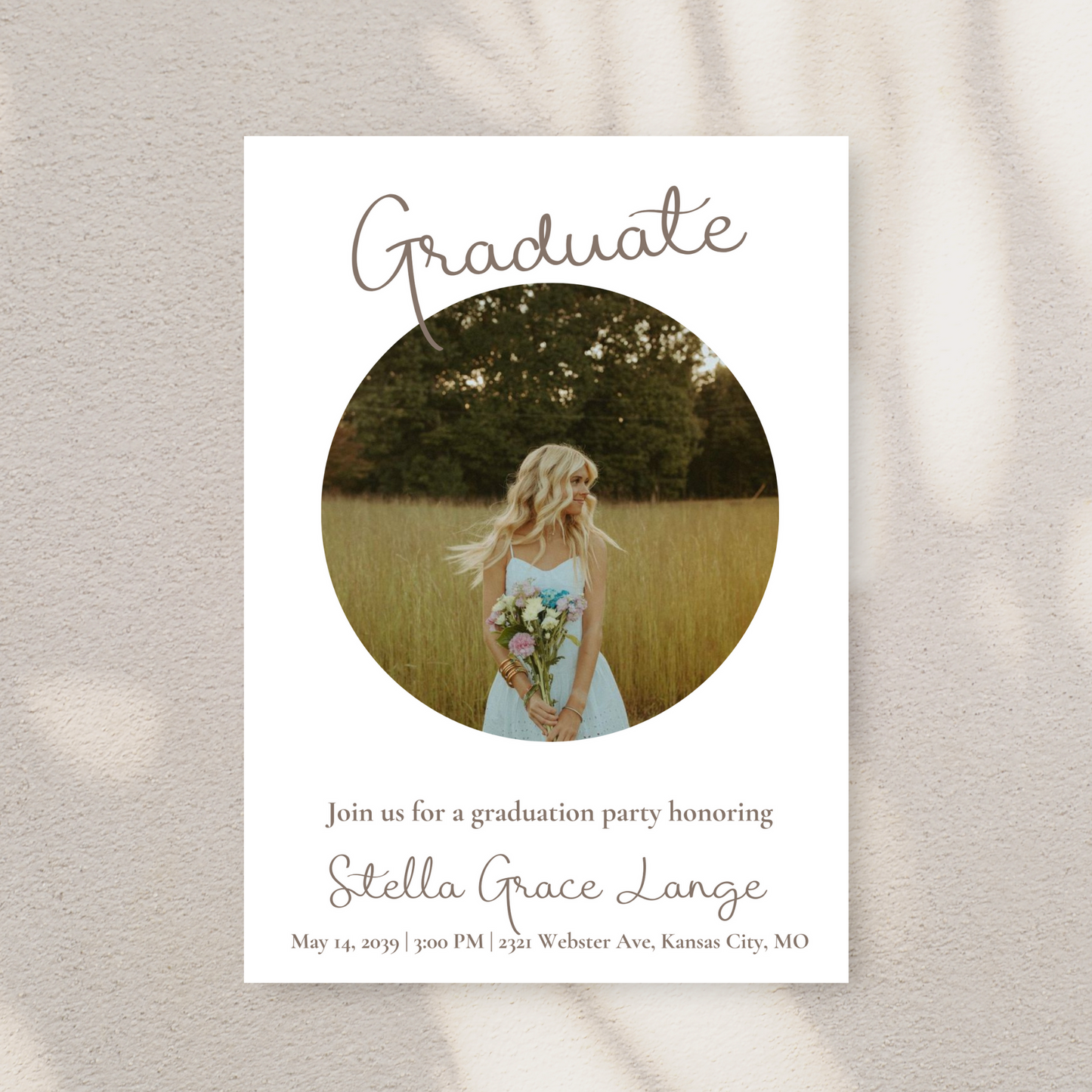 Circle Frame Graduation Invitation Template