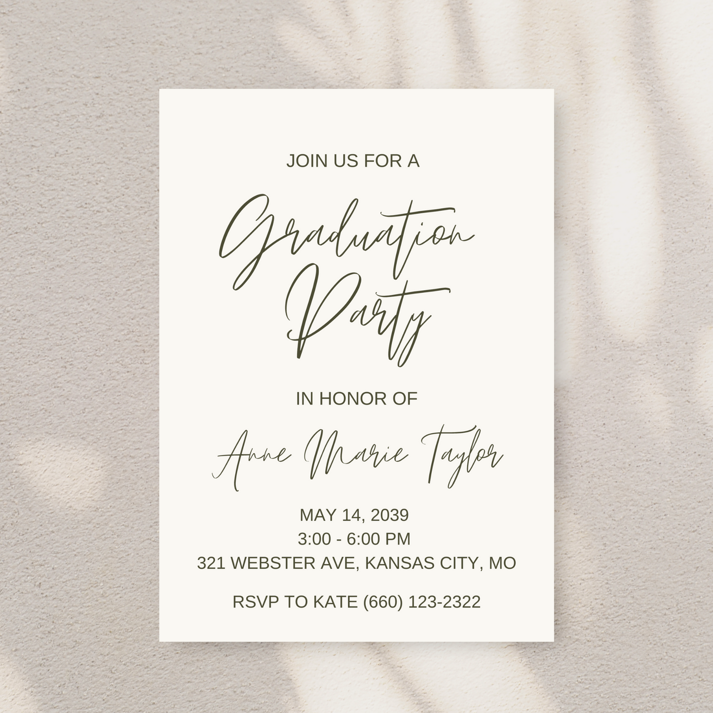 Main Photo with Lettering Graduation Invitation Template