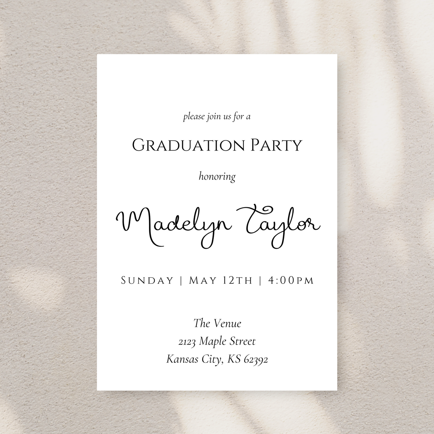 Simple Big Photo Graduation Invitation Template