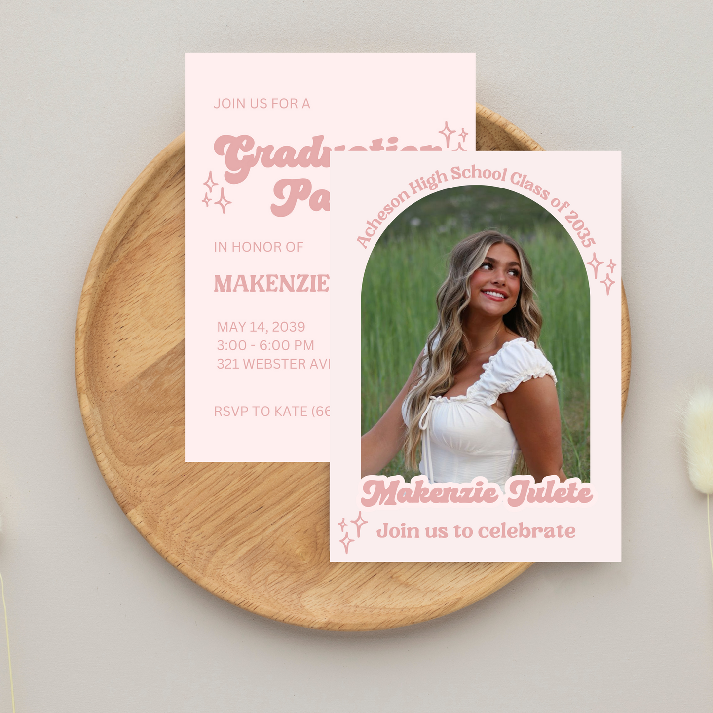 Soft Pink Fun Font Cute Graduation Invitation Template