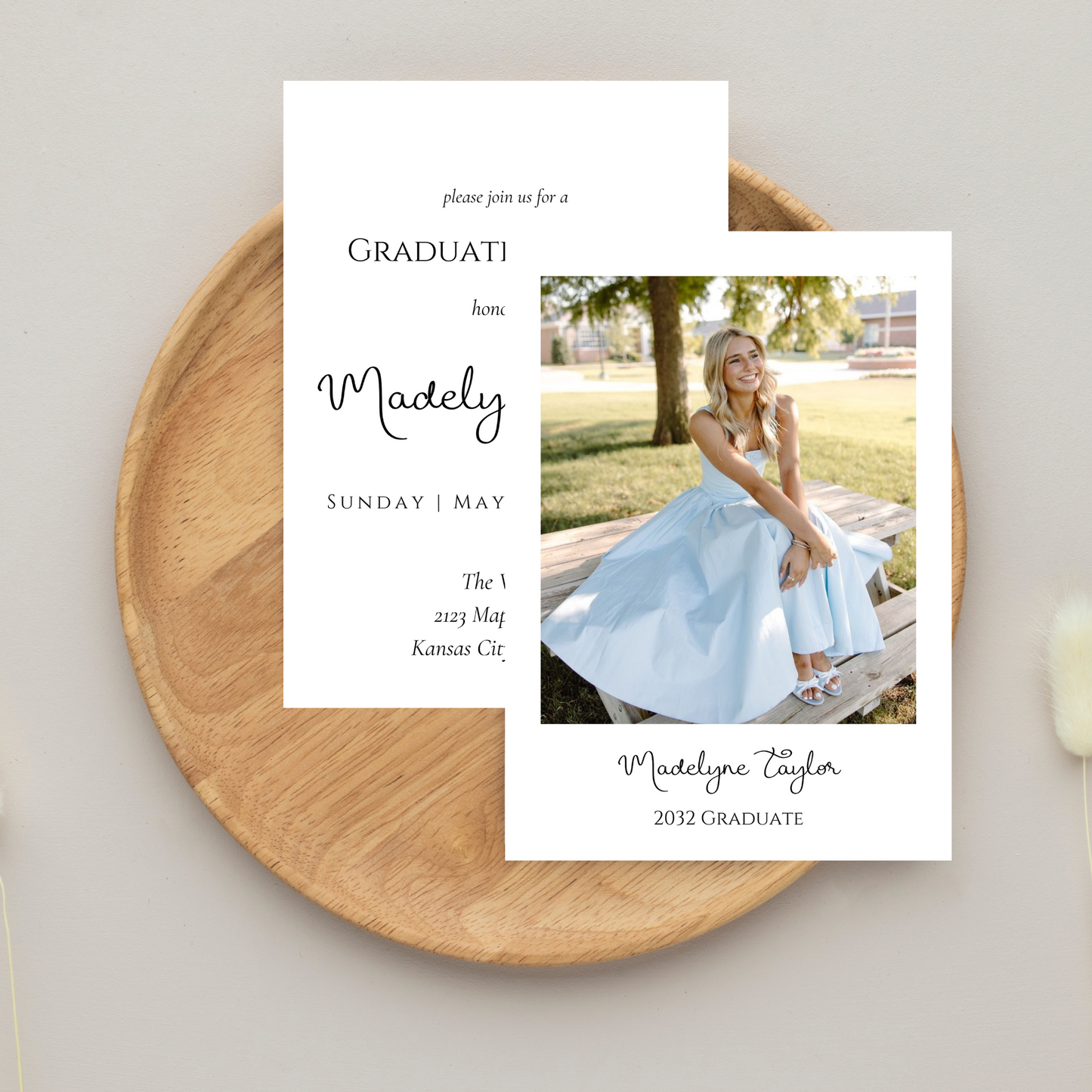 Simple Big Photo Graduation Invitation Template