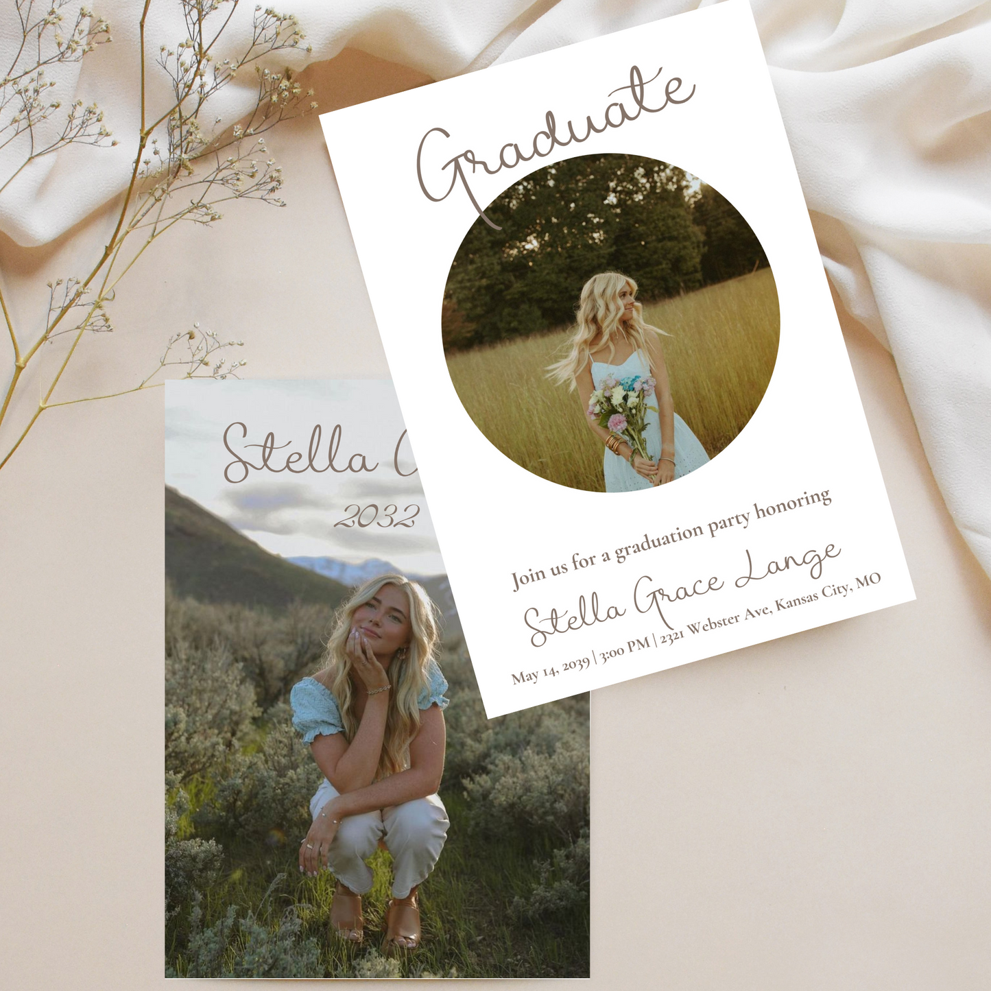 Circle Frame Graduation Invitation Template