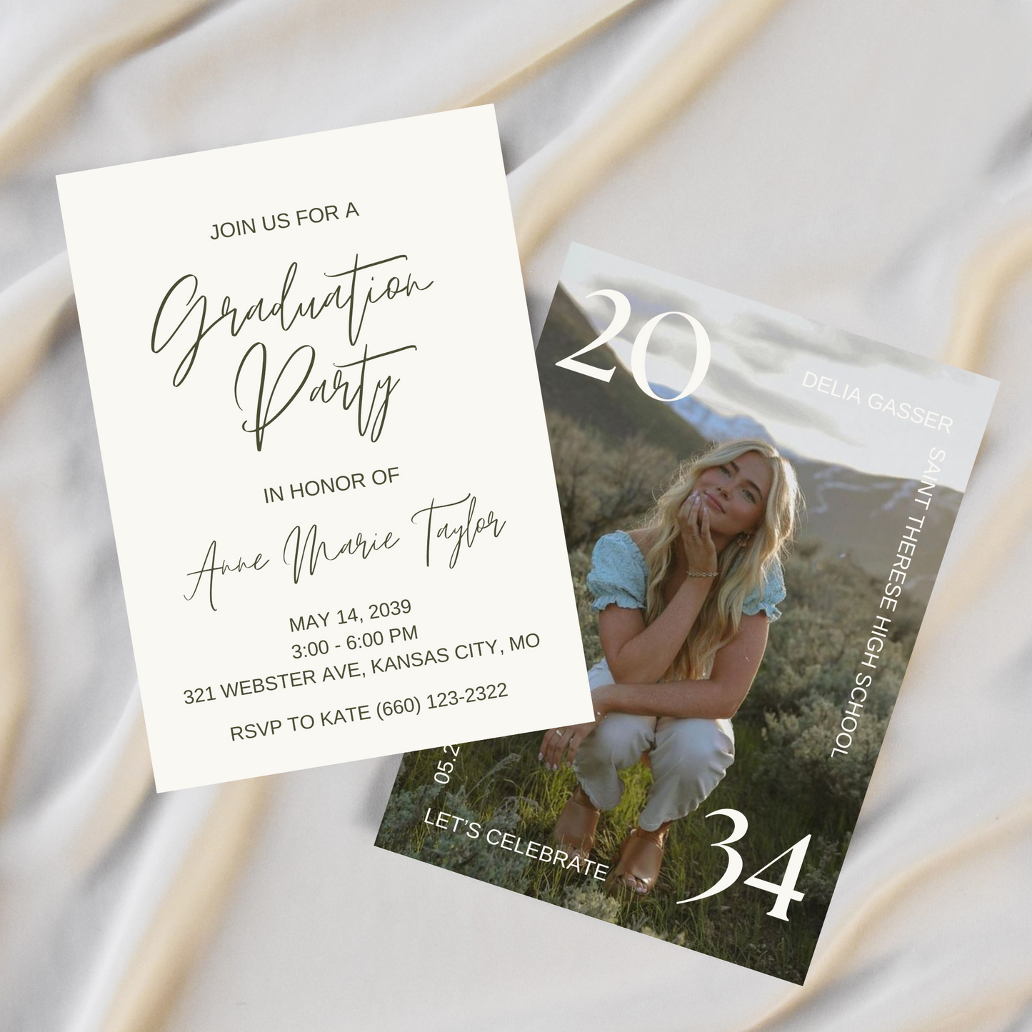 Main Photo with Lettering Graduation Invitation Template