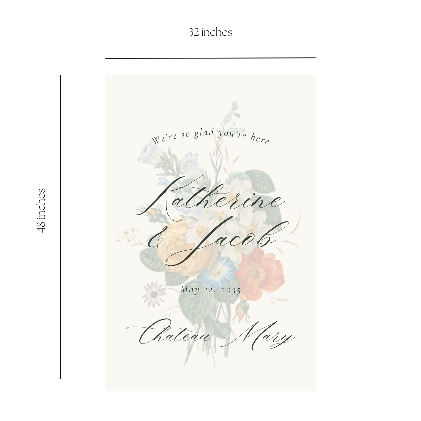 Stunning Botanical Illustration Wedding Welcome Sign Template