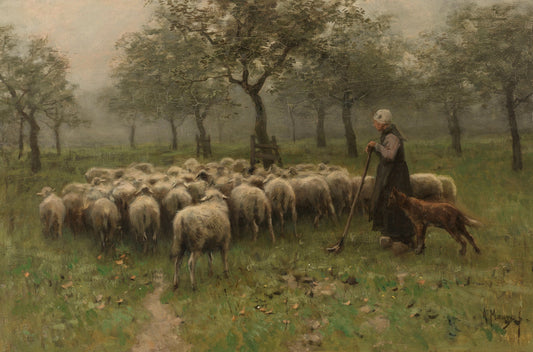 Shepherdess with a Flock of Sheep (1870-1888) by Anton Mauve